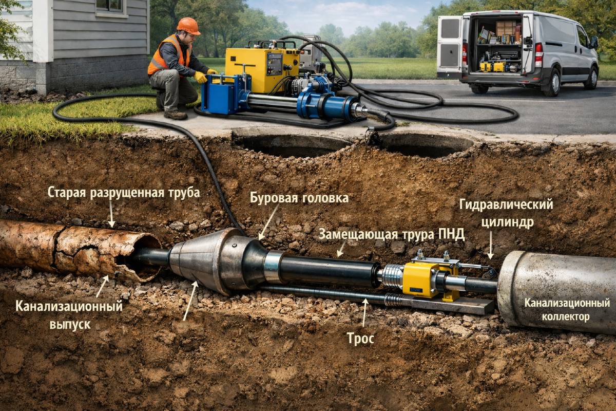 Бестраншейная замена выпусков канализации